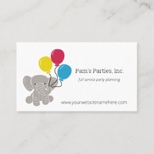 Elefant mit Balloons Kids Partys Business Cards Visitenkarte