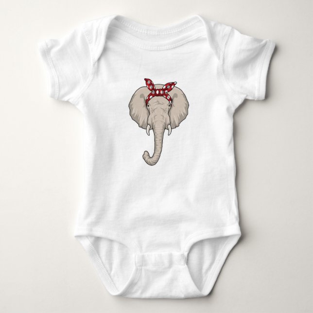 Elefant mit Bandana Baby Strampler (Vorderseite)