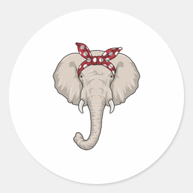 Elefant mit Bandana Runder Aufkleber (Vorderseite)