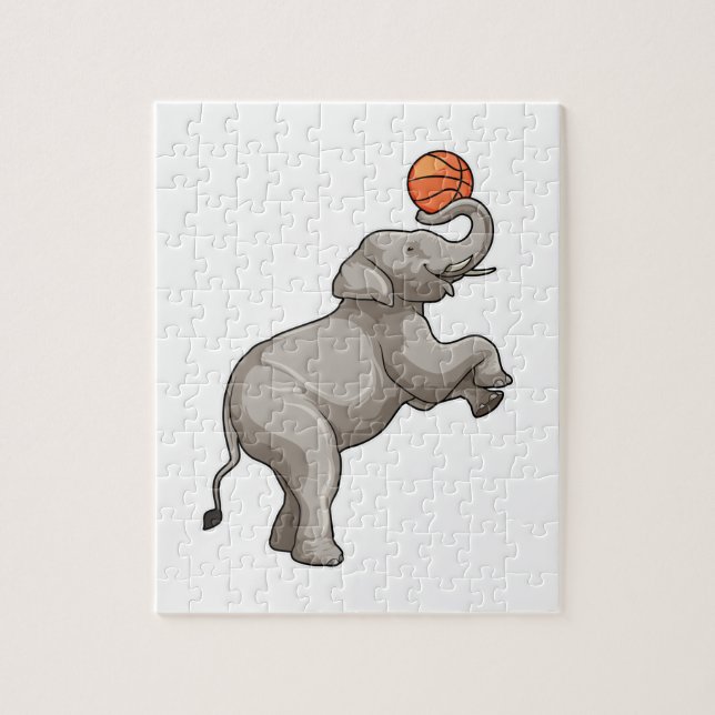Elefant mit Basketball (Vertikal)
