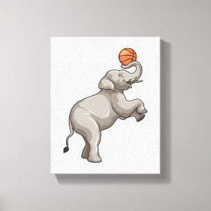 Elefant mit Basketball Leinwanddruck