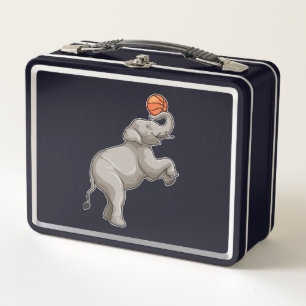 Elefant mit Basketball Metall Brotdose