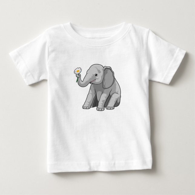 Elefant mit Blume Baby T-shirt (Vorderseite)