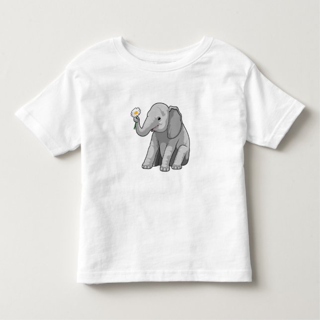 Elefant mit Blume Kleinkind T-shirt (Vorderseite)