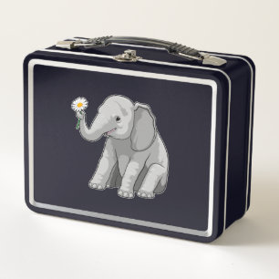 Elefant mit Blume Metall Brotdose