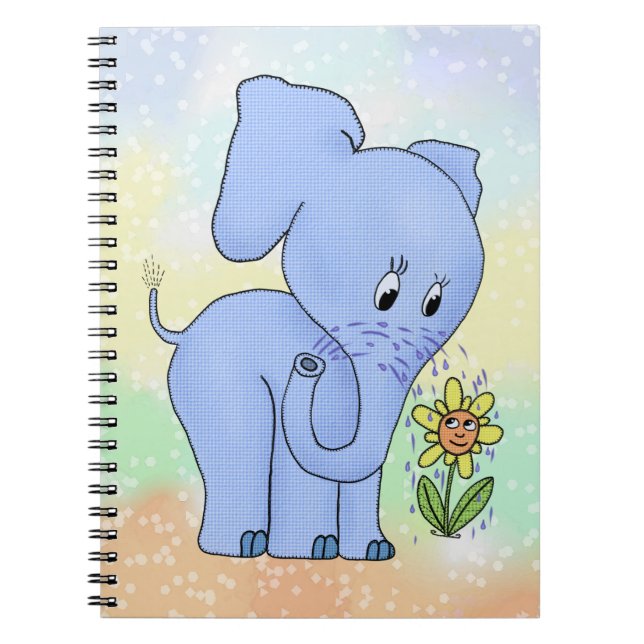 Elefant mit Blume Notizblock (Vorderseite)