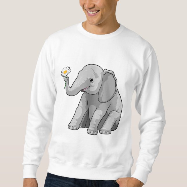 Elefant mit Blume Sweatshirt (Vorderseite)