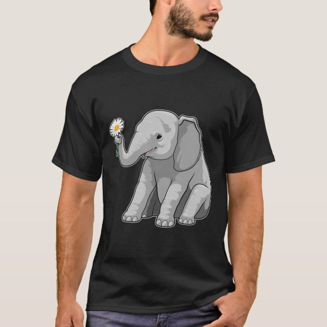 Elefant mit Blume T-Shirt (Vorderseite)