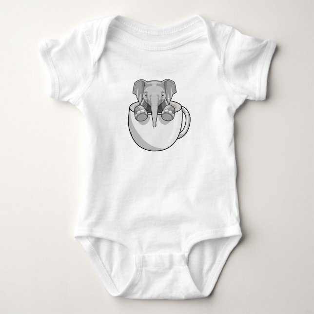 Elefant mit Cup Baby Strampler (Vorderseite)