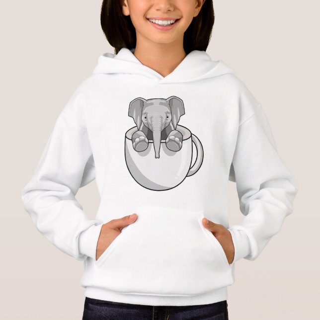 Elefant mit Cup Hoodie (Vorderseite)