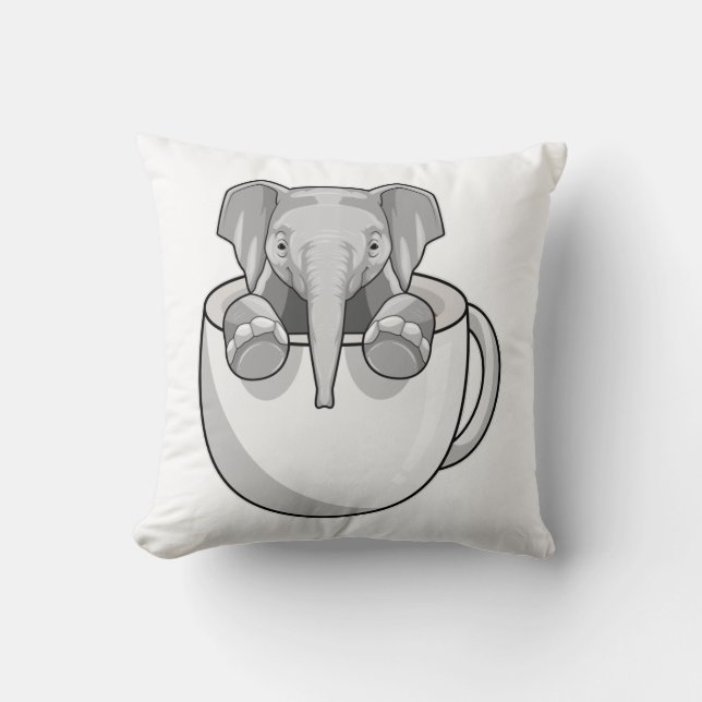 Elefant mit Cup Kissen (Vorderseite)