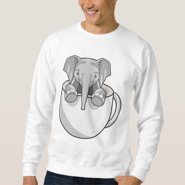 Elefant mit Cup Sweatshirt (Vorderseite)