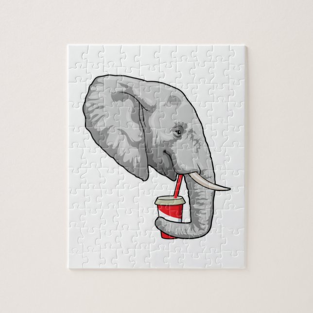 Elefant mit Drink (Vertikal)