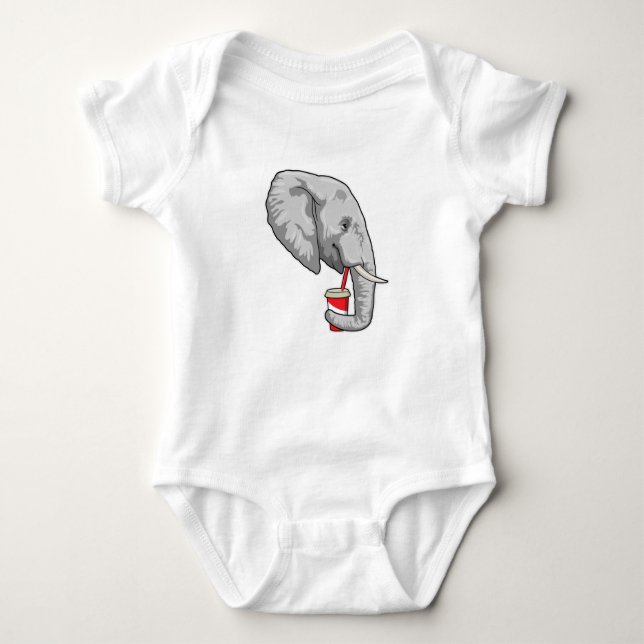 Elefant mit Drink Baby Strampler (Vorderseite)