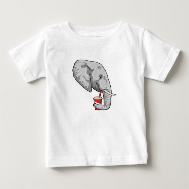 Elefant mit Drink Baby T-shirt (Vorderseite)