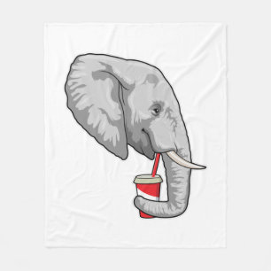 Elefant mit Drink Fleecedecke