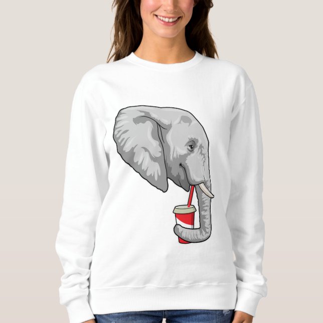 Elefant mit Drink Sweatshirt (Vorderseite)