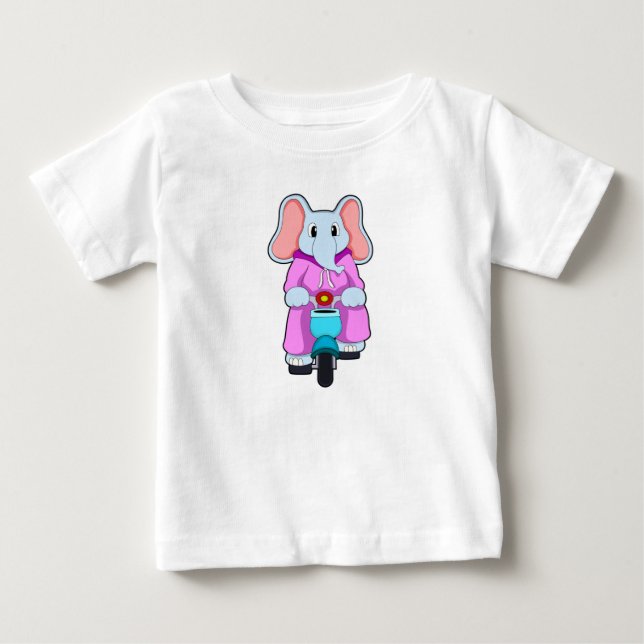 Elefant mit Fahrrad Baby T-shirt (Vorderseite)