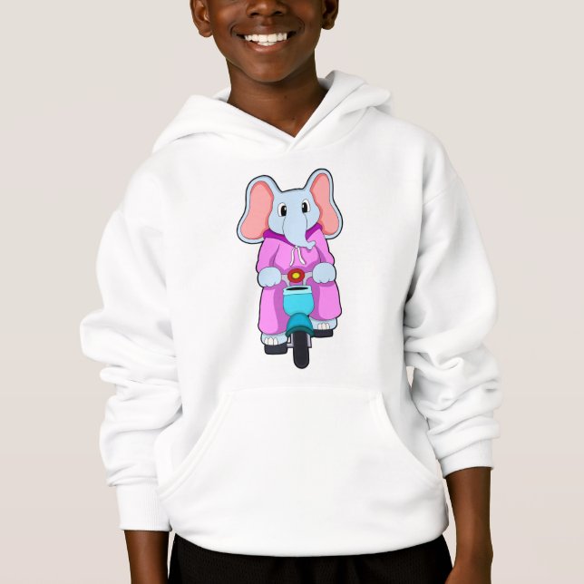Elefant mit Fahrrad Hoodie (Vorderseite)