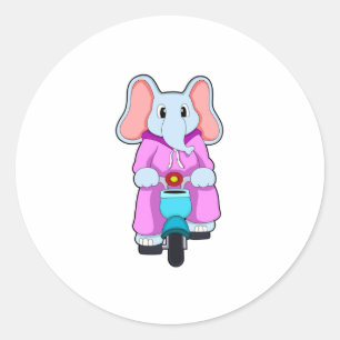Elefant mit Fahrrad Runder Aufkleber