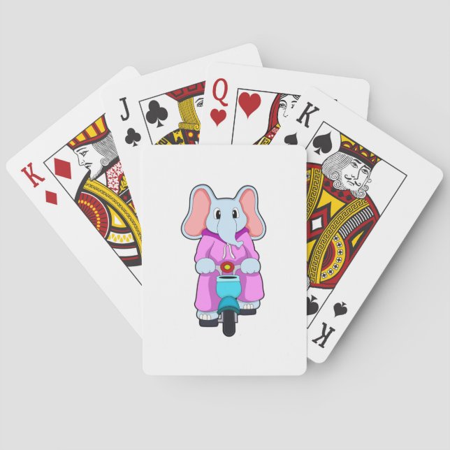 Elefant mit Fahrrad Spielkarten (Rückseite)