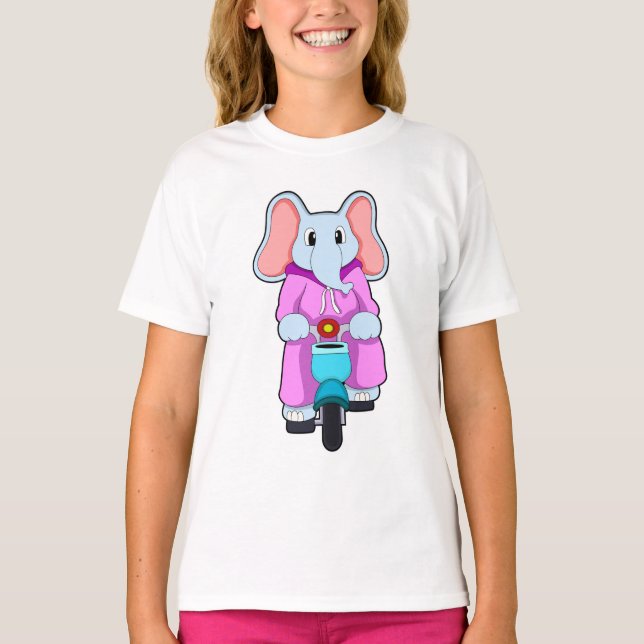 Elefant mit Fahrrad T-Shirt (Vorderseite)