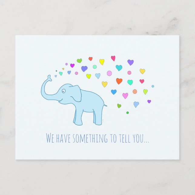 Elefant mit farbigen Herzen Postkarte (Vorderseite)