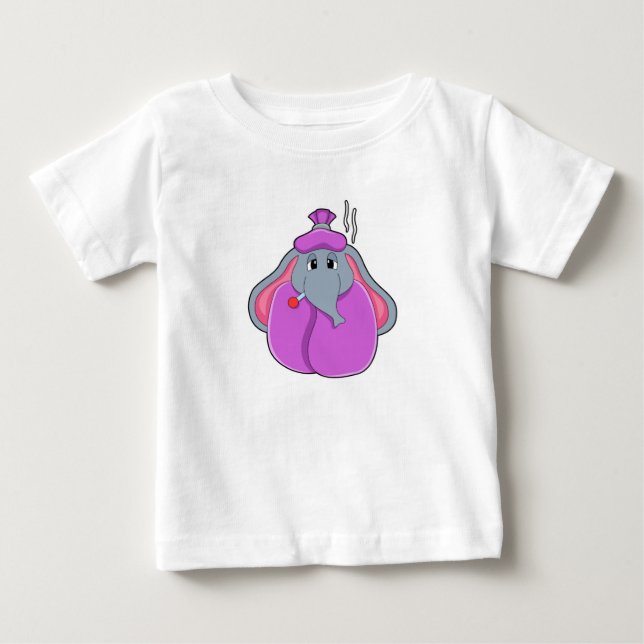 Elefant mit Fieberthermometer Baby T-shirt (Vorderseite)