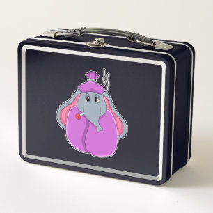Elefant mit Fieberthermometer Metall Brotdose