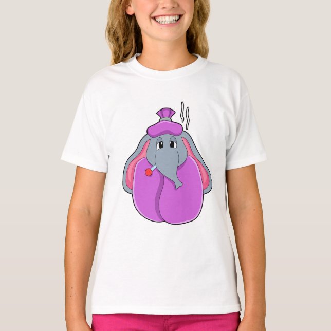 Elefant mit Fieberthermometer T-Shirt (Vorderseite)
