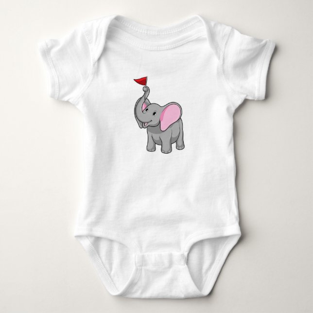 Elefant mit Flagge Baby Strampler (Vorderseite)