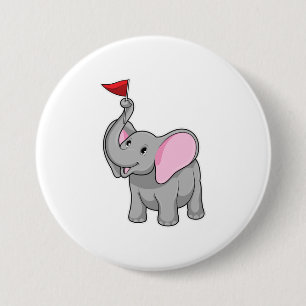 Elefant mit Flagge Button