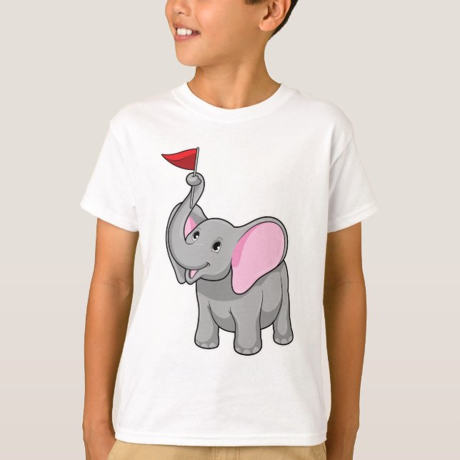 Elefant mit Flagge T-Shirt (Vorderseite)