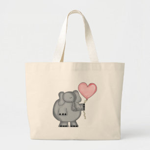 Elefant mit Herz-Ballon Jumbo Stoffbeutel