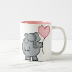 Elefant mit Herz-Ballon Zweifarbige Tasse