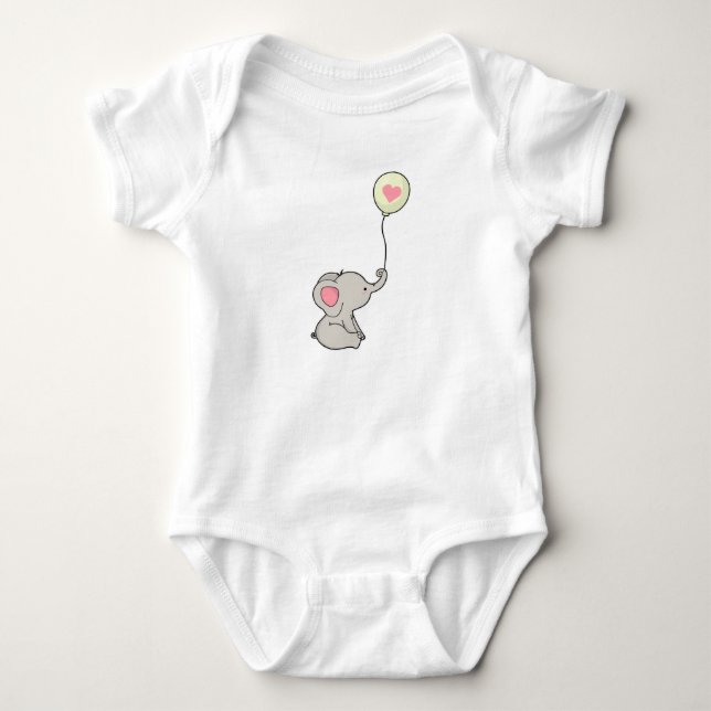 Elefant mit Herz in Ballon Baby Strampler (Vorderseite)