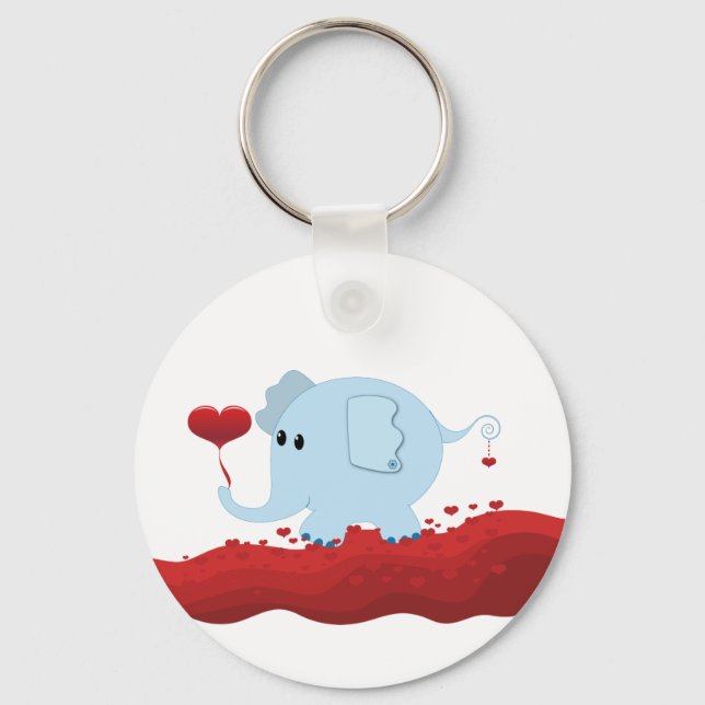 Elefant mit Herzen Schlüsselanhänger (Vorderseite)
