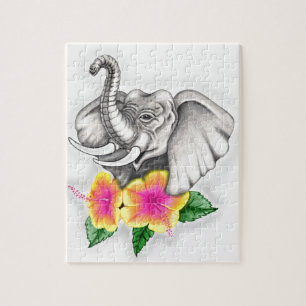 Elefant mit Hibiskus-Design