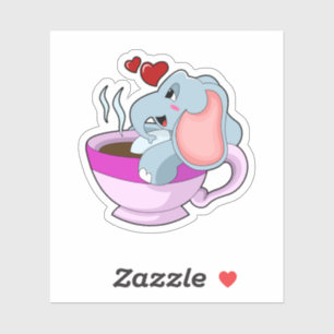 Elefant mit Kaffee-Cup Aufkleber