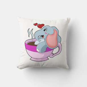 Elefant mit Kaffee-Cup Kissen