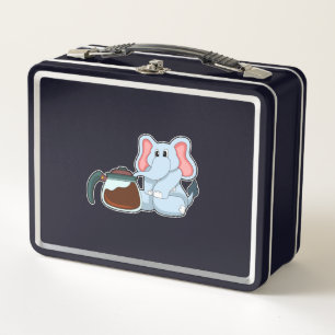 Elefant mit Kaffeekanne Metall Brotdose