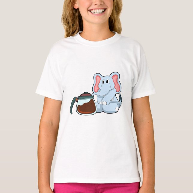 Elefant mit Kaffeekanne T-Shirt (Vorderseite)