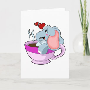 Elefant mit Kaffeetasse Karte
