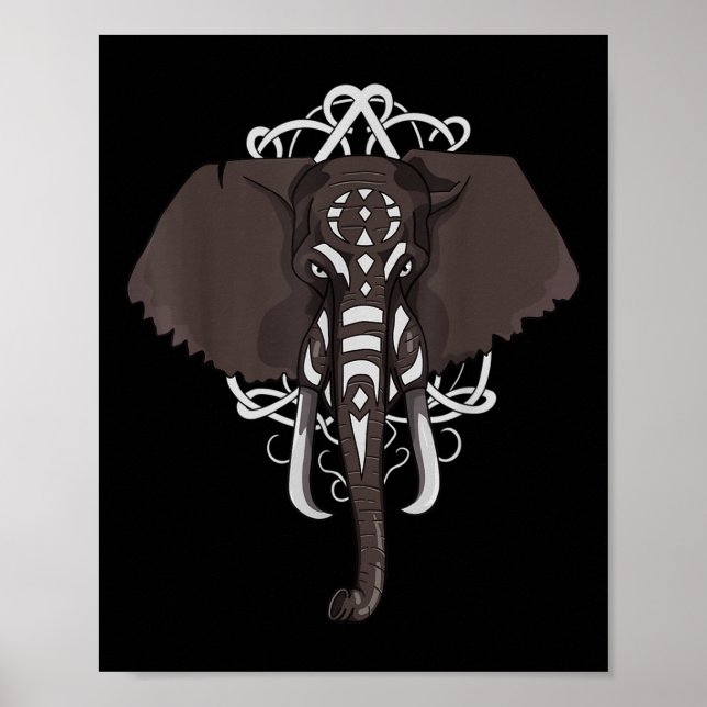 Elefant mit Kriegsfarbe Poster (Vorne)