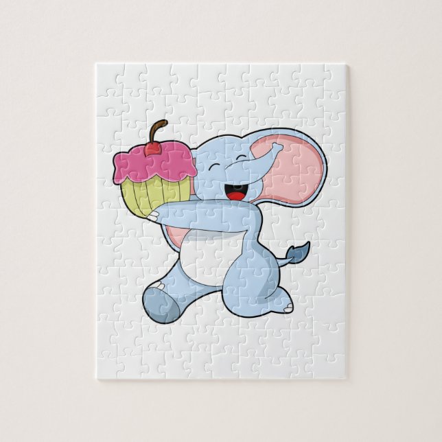 Elefant mit Kuchen (Vertikal)