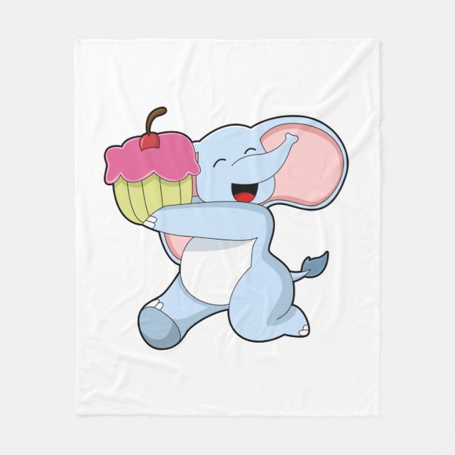 Elefant mit Kuchen Fleecedecke (Vorderseite)