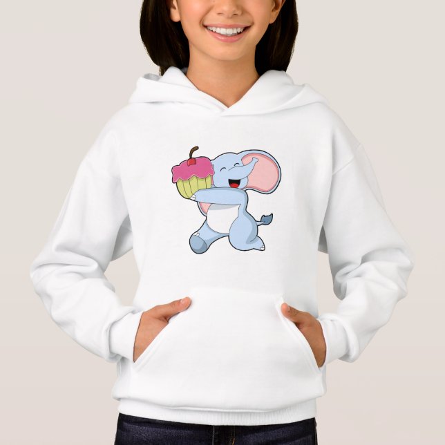 Elefant mit Kuchen Hoodie (Vorderseite)