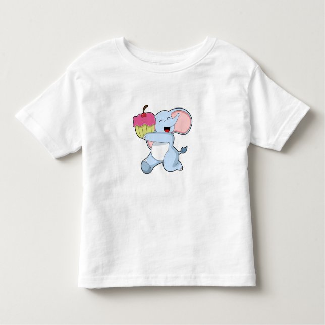 Elefant mit Kuchen Kleinkind T-shirt (Vorderseite)
