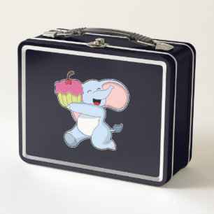 Elefant mit Kuchen Metall Brotdose