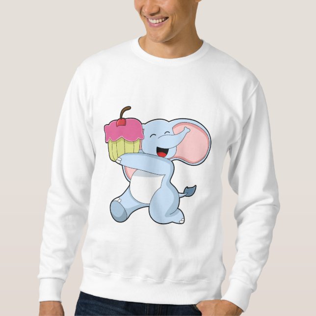 Elefant mit Kuchen Sweatshirt (Vorderseite)